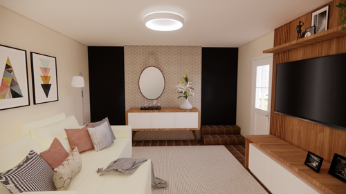 Sala de Estar com Decoração Neutra