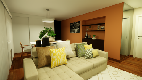 Sala de Estar Cores Fortes