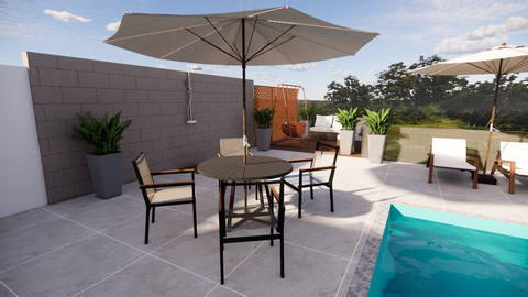 Varanda com Piscina e Vista para a Serra